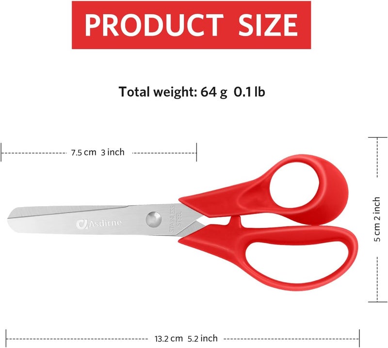 Asdirne Kids Scissors, Children Scissors with Comfort Grip Handles, Safety Blunt Tip, 5 Inch, 3 Pack - Image 4